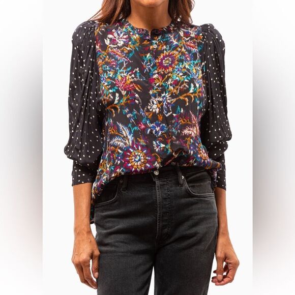 Maria Cher Tops - NEW Maria Cher Jujuy Cora Silk Blouse Black Dahlia Size XS